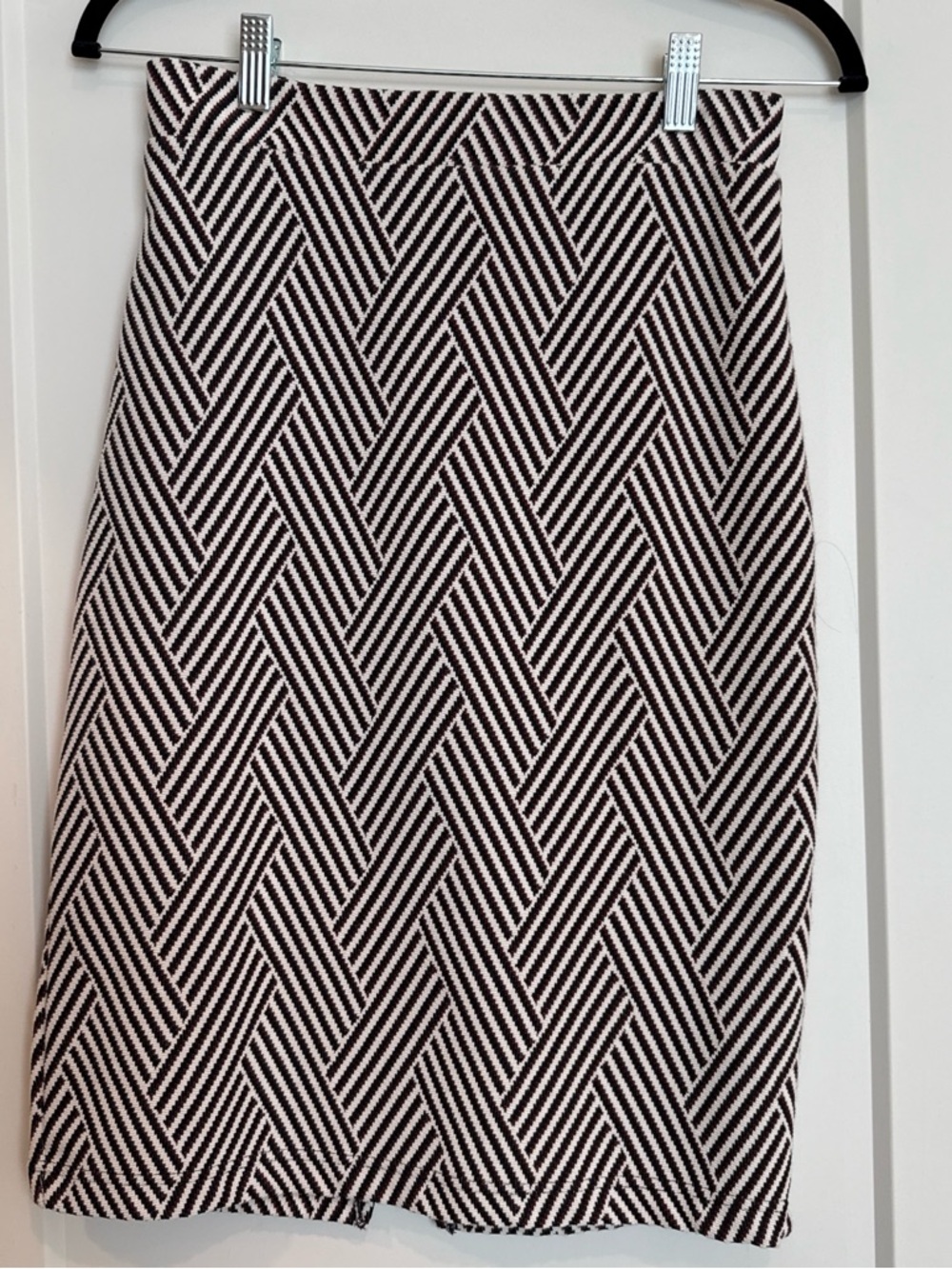 Anthropologie Black and White Chevron-Style Pencil Skirt